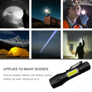 Portable T6 COB LED USB Rechargeable Zoomable Flashlight Torch Lamp Light Campin