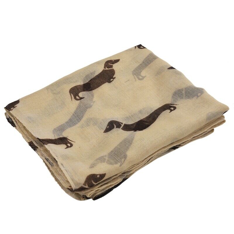 Sausage Dachshund Dog Animal Ladies Scarf Shawl Soft Feel 180 x 90cm Beige U4A3
