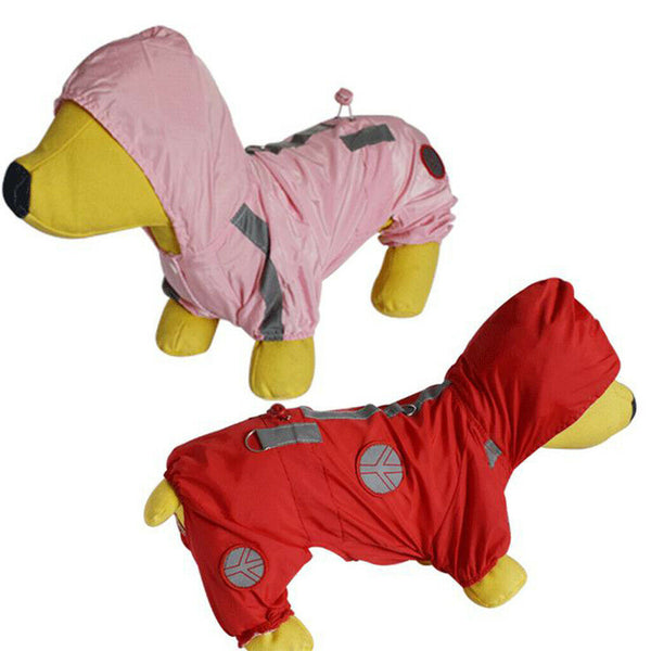 Waterproof Reflective Dog Raincoat Pet Rain Poncho Dog Pet Rainwear  Red S