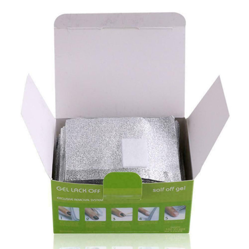 100pc/box Aluminium Foil Nail Art Soak Off Acrylic Polish Nail O3K4 Gel Rem Z1O8