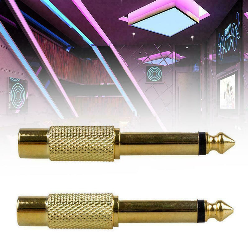1Pc 6.35mm 1/4" Mono Male Jack to RCA Female Plug Audio Adapter Cable Conve X9M2