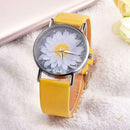 Waterproof Quartz Watch Women Rhinestone Flower Print Wristwatch (Yellow) A