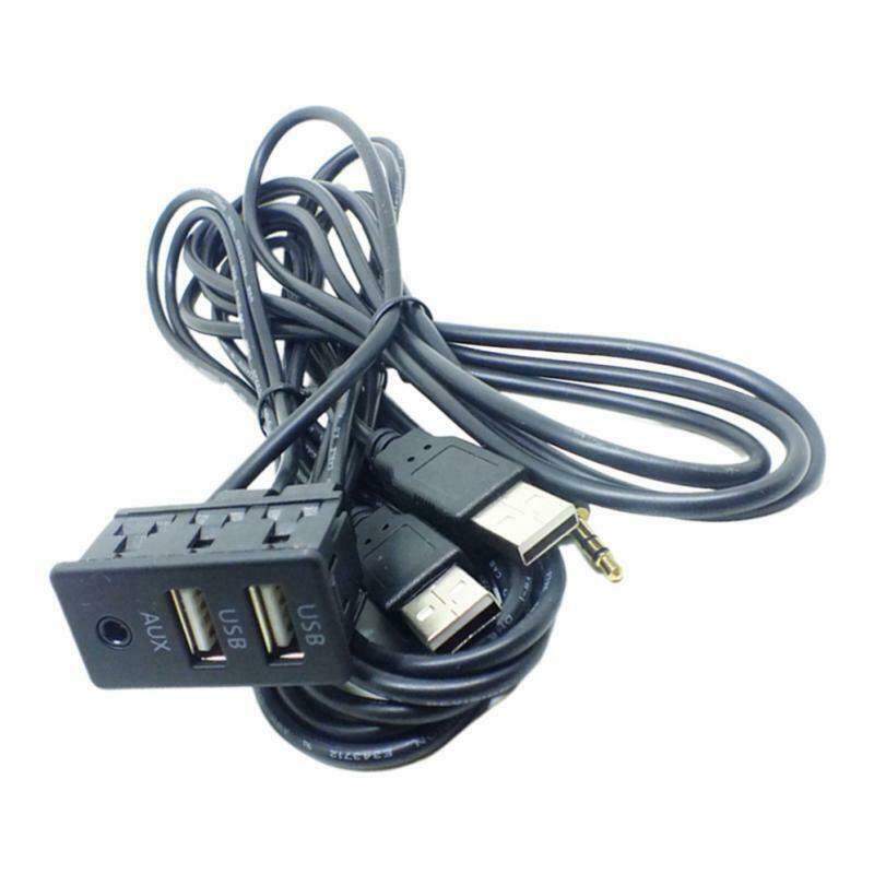 1.5M Car Vehicle Universal AUX 2 USB Audio Dashboard Mounted Extension Cable