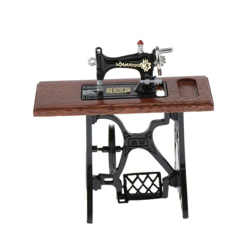 1/12 DollsHouse Furniture metal sewing machine with fabric decor accessories