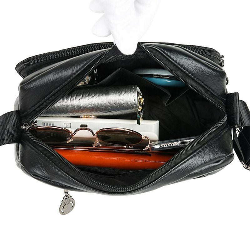 Washed PU Crossbody Bag Large Capacity Mother Elegant Zipper Shoulder Pouch
