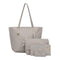 4pcs/set Solid Color Litchi Pattern Women Shoulder Handbags Clutch (Grey)