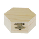 Unfinished Plain Hexagonal Wooden Jewelry Box Trinket Chest Jewelry Gift Box