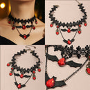 Halloween Lace Choker Necklace Bat Gem Neck Chains Women Statement Jewelry