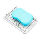 Ceramic Soap Dish, Double Layer Stainless Steel Shower Soap Holder Tray wit V5C2