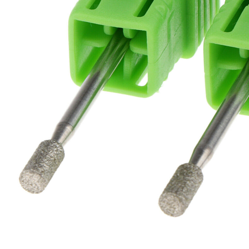 2 Pieces Diamond & Stainless Steel Nail Drill Bit Grinding Polish Head JG13