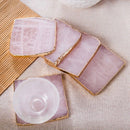 2Pcs Agate Slice Pink Agate Coaster Teacup Tray Decorative Design Stone Coa