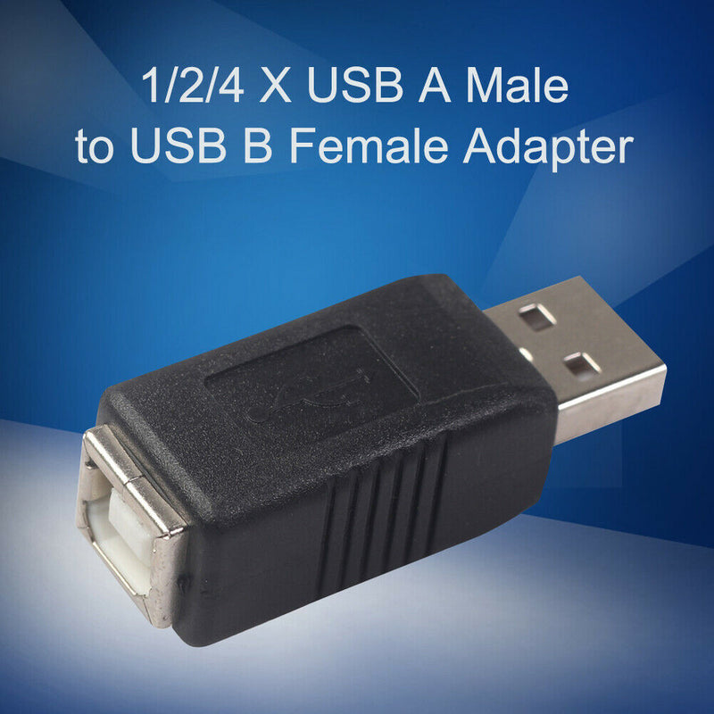For PC 1/2/4pcs USB A Male Plug to USB B Female Jack Adapter Converter