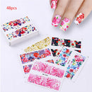48 Patter Flower Water Decals Nail Art Transfer Stickers Rose Sakura ButterflyM&