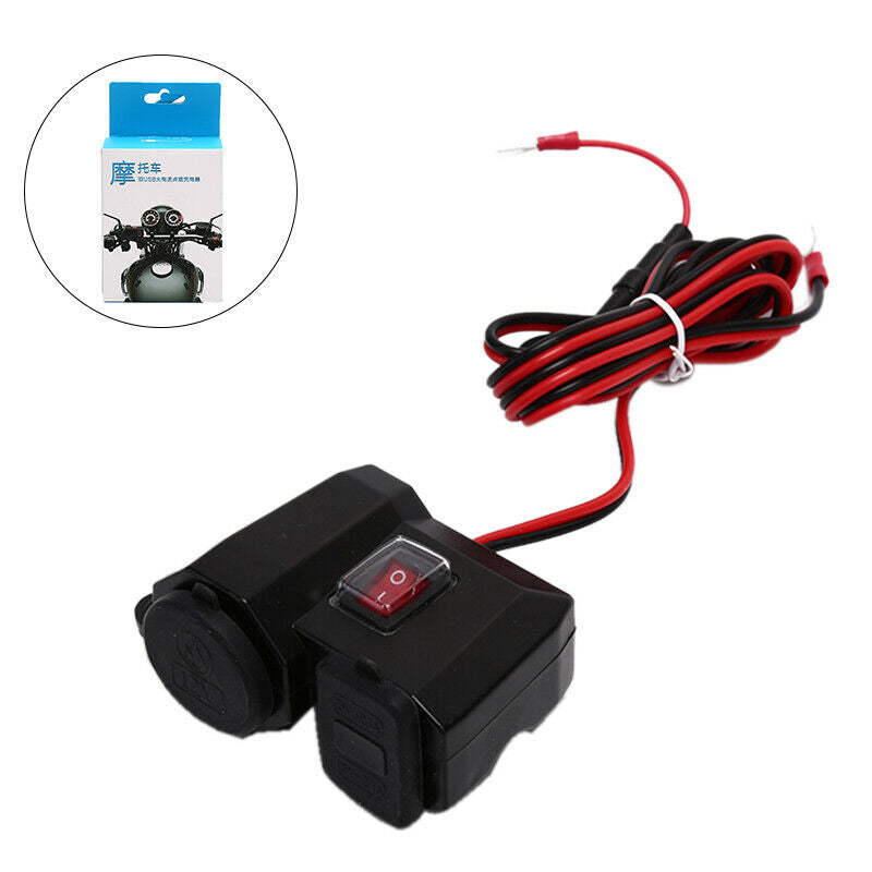 Waterproof 12v/24v Motorcycle USB Charger Power Adapter Socket&Voltmeter Disp Hn