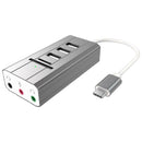 USB Typc C to 3 port USB 2.0 hub splitter TF card SD card Reader gray