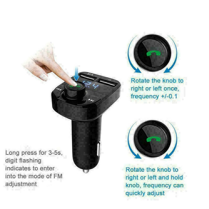 Car Wireless BluetoothV5.0 Handsfree FM Transmitter MP3 Charge Port Player S1H1