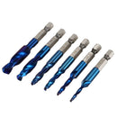 6Pcs 1/4 Hex Shank Hss Metric Thread Tap Hss Drill Bits Spiral Tap Hand Scr