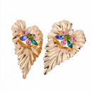 Women Fashion Alloy Leaf Dangle Earrings drill Earrings Statement For Women