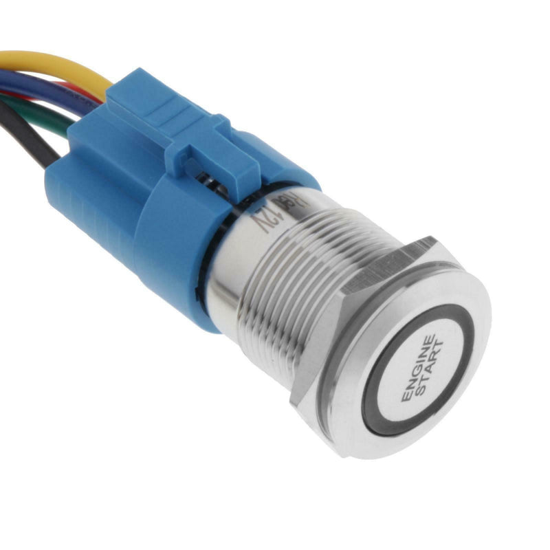 Waterproof Latching Engine Start Switch Symbol Power for Vehicle Red Light