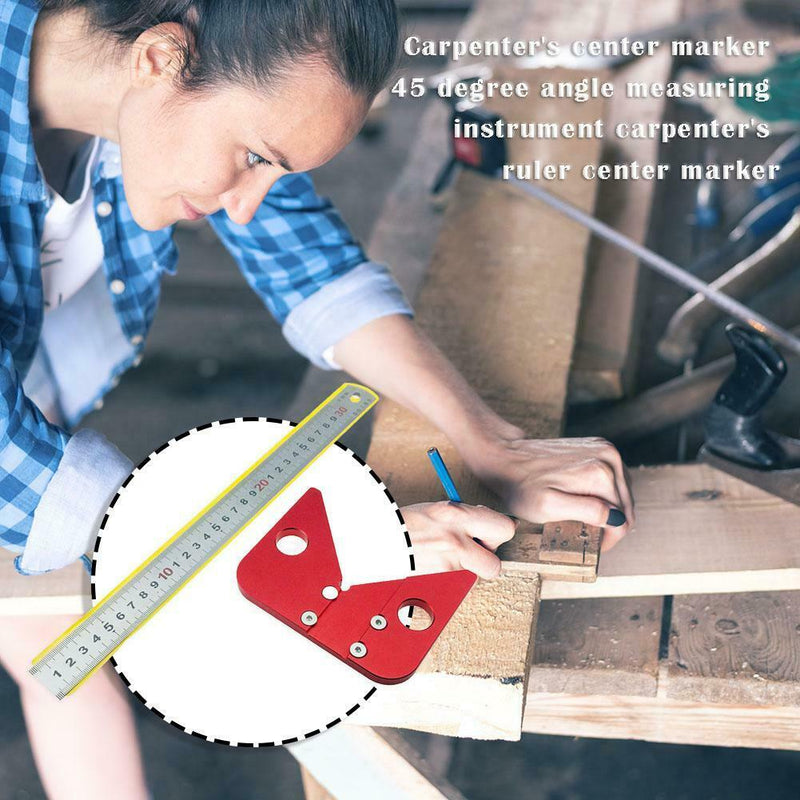 Woodworking Center Scriber 45 Degree Angle Line Gauge Carpenter Ruler Gauge Tool