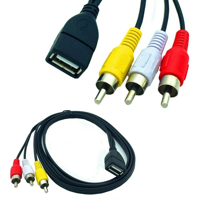 1.5M Usb A Female To 3 Rca Phono Av Cable Lead Pc Tv Aux Audio Video Adapte