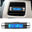 Car Blue LCD Clip-on Digital Backlight Automotive Thermometer Clock Calendar NEW