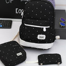 3pcs Set Women Canvas Backpack Big Student Book Bag with Purse Laptop Bag H V7Z1