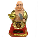 Solar Powered Swing Buddha Statue Car Home Office Desktop Ornament