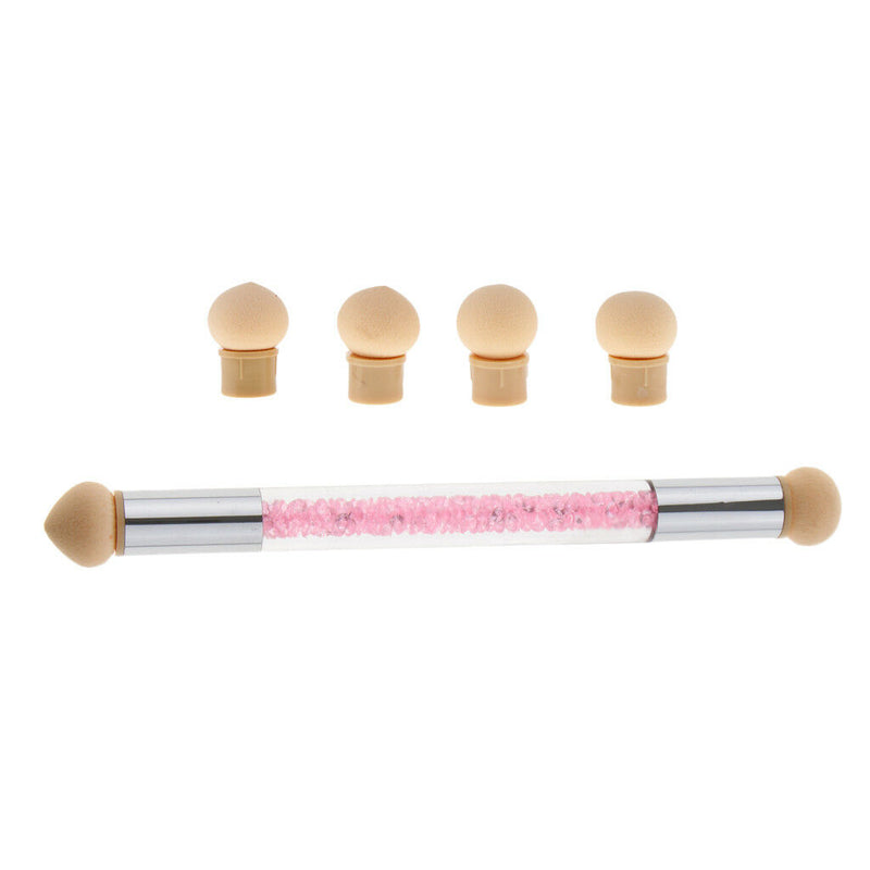 Dual-ended UV Gel Painting Nail Gradient Brush Art Sponge Brush Pen Pink