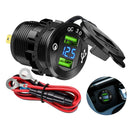 Quick Charge Car Charger Socket QC3.0 Socket LED Voltmeter Boat Black+Blue
