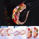Colorful Cubic Zircon Teardrop Rose Stud Earrings Female Wedding Jewelry  OZ