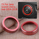 2pcs Fit For Grand Cherokee Console Volume CD Switch Knob Cover Circle Red