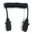 7 Pin Plastic Trailer Plug X2 w/curly 1.5M extension Cable Male to Male Socket