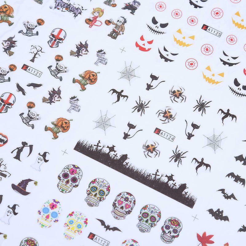 12 sheets Manicure Halloween Water Transfer Nail Art Decoration Stickers A