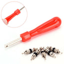 1Set Valve Core Removal Tool Screw Driver Tire Repair Wrench with 5 Valve Cor Gw