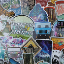 65Pcs Hiking Travel Stickers Adventure Outdoor Landscape Waterproof Pvc Dec JR