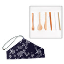 6pcs/Set Portable Bamboo Cutlery Travel Eco-friendly Fork Spoon Straw Set Pouch