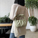 Retro Women Tote Bag Soft PU Shoulder Handbag Female Cloud Clutch (Green) A