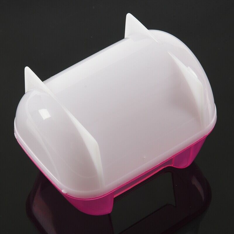 Pink White Small Hamsters Bathing Sand Cage Pet Bathroom 10 x 7 x 7cm R4T9