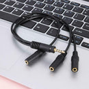 3.5mm 3-Pole Plug to 3 Way Stereo Audio Headphone Splitter Adapter Cable A