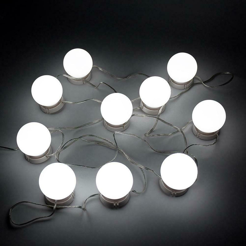 10pcs Makeup Mirror Vanity LED Soft Light Bulbs Kit Cosmetic Lighting White Set