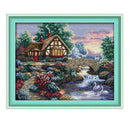 Pre-Printed House Pattern Cross Stitch Kits 14CT for Adults DIY Wall Hangs