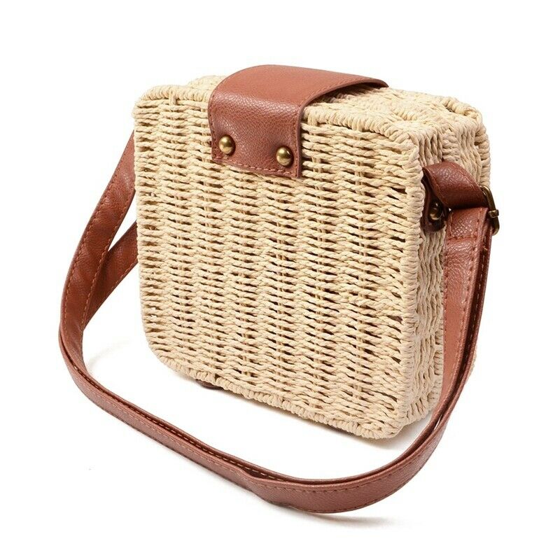 Women's Handbags Mini Women Messenger Bags Leather Square Straw Ladies Cros P2V7