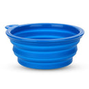 Bowl Feeder Foldable Silicone Blue for Dog Cat Pet