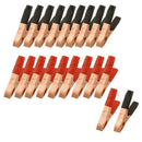 20 Pcs Black Red Copper Plated Metal Battery Clips Alligator Clamps 30A M2C2