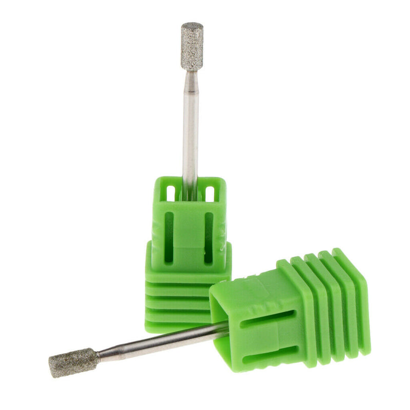 2 Pieces Diamond & Stainless Steel Nail Drill Bit Grinding Polish Head JG13