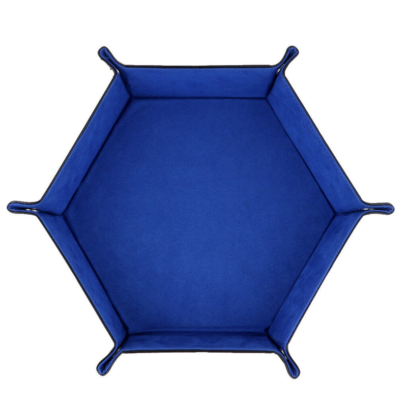 Dice PU Leather Folding Hexagon Tray Velvet for RPG DnD Dice Game Storage B