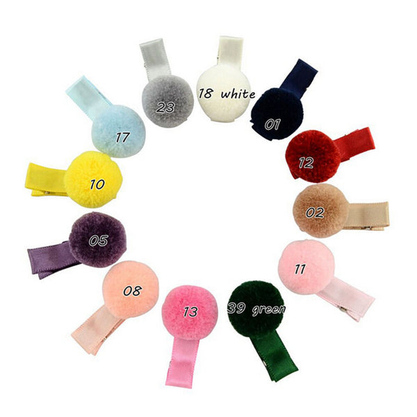 Cute 10pcs  Infant Baby Girls Soft Plush Ball Hair Clip Hairpin Lovely LJ