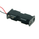 1Pc Black Plastic Battery Holder Case w Wired for 2 x AA Batteries ME