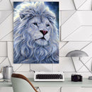 White Fur Male Lion Full Round Rhinestone Diamond Painting DIY Set 30x40cm